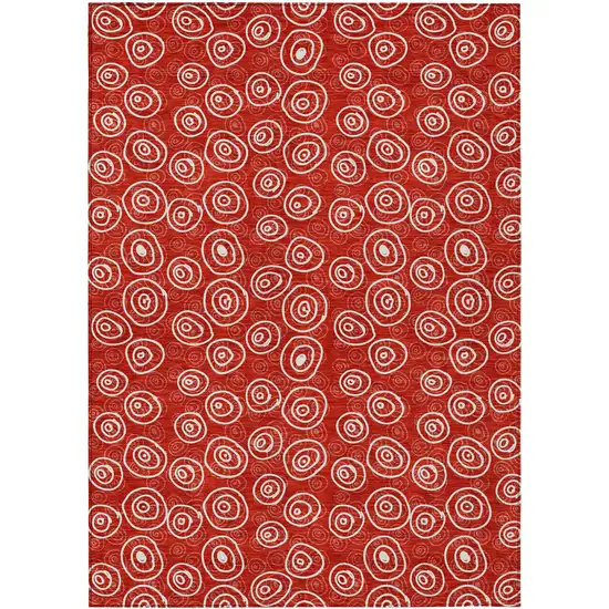 Red And Ivory Geometric Washable Indoor Outdoor Area Rug Photo 1