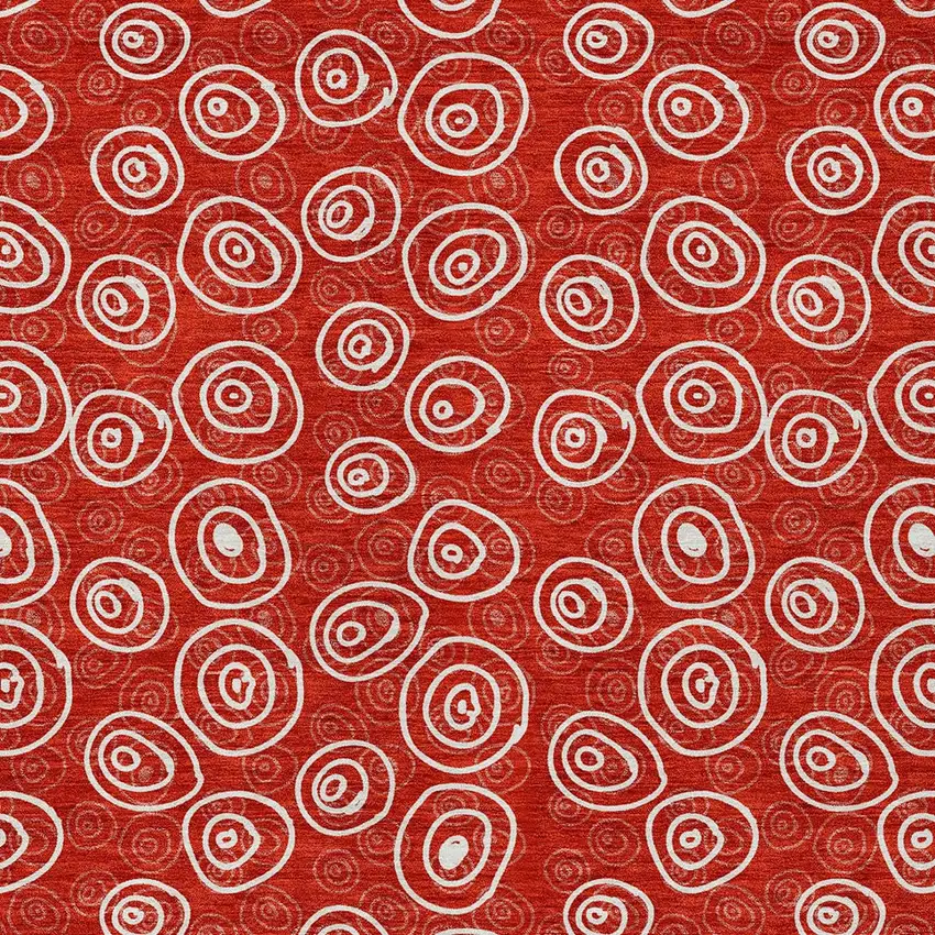 Red And Ivory Geometric Washable Indoor Outdoor Area Rug Photo 4