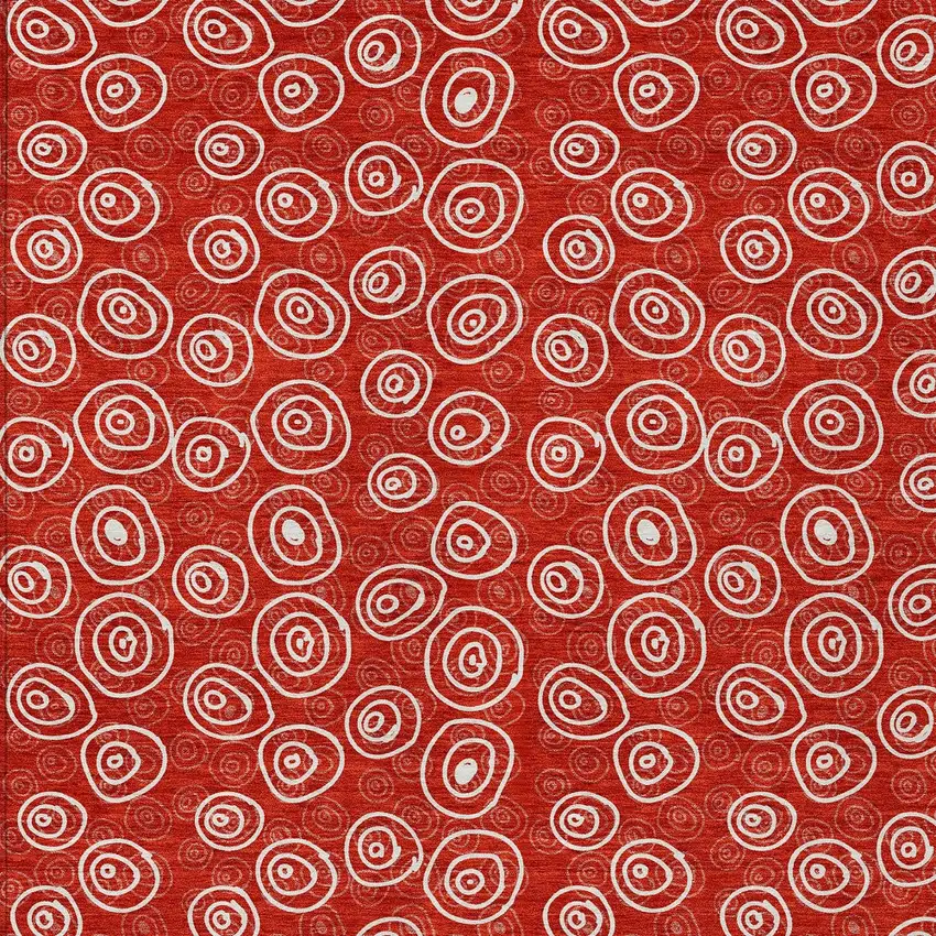 Red And Ivory Geometric Washable Indoor Outdoor Area Rug Photo 5