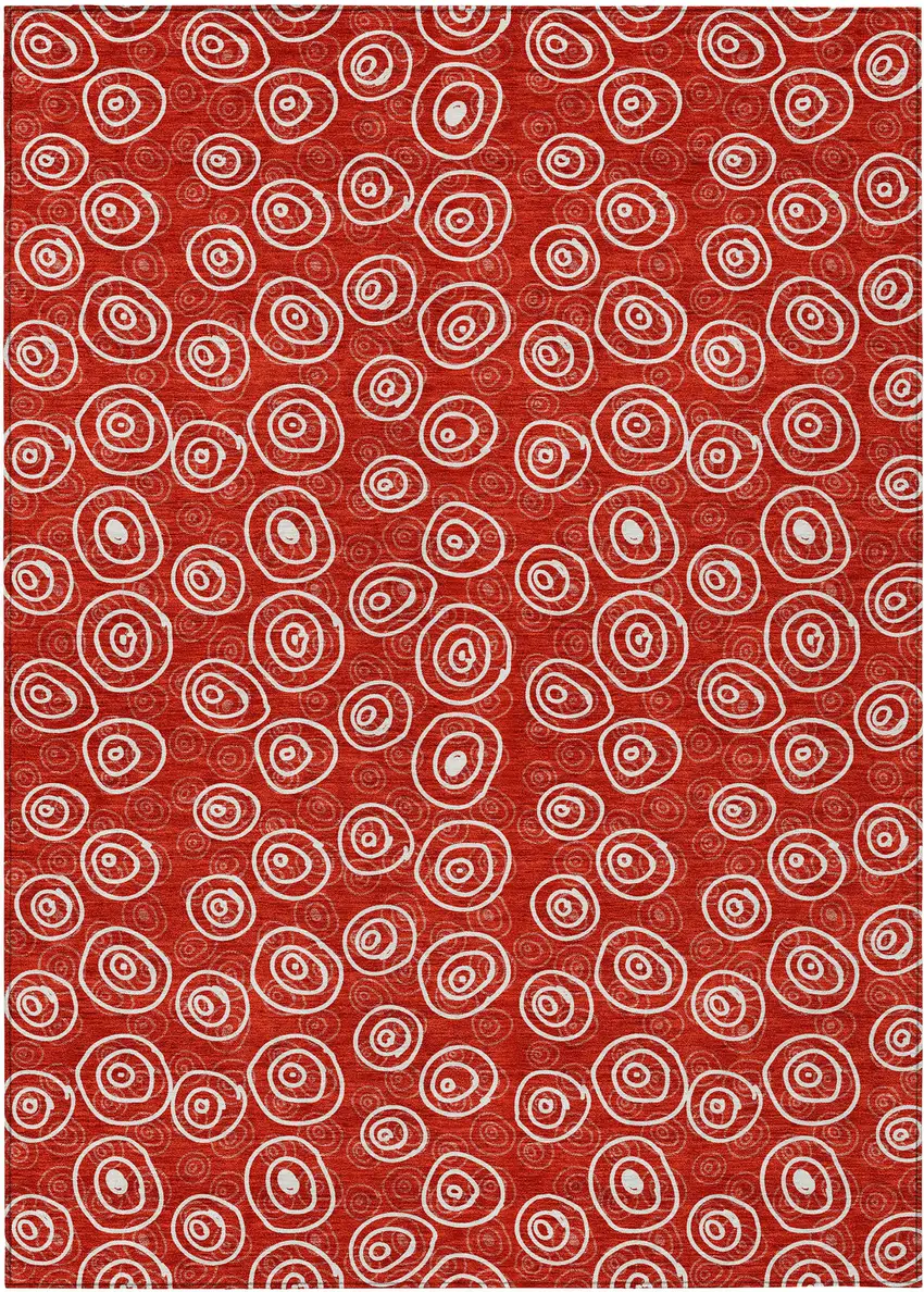 Red And Ivory Geometric Washable Indoor Outdoor Area Rug Photo 2