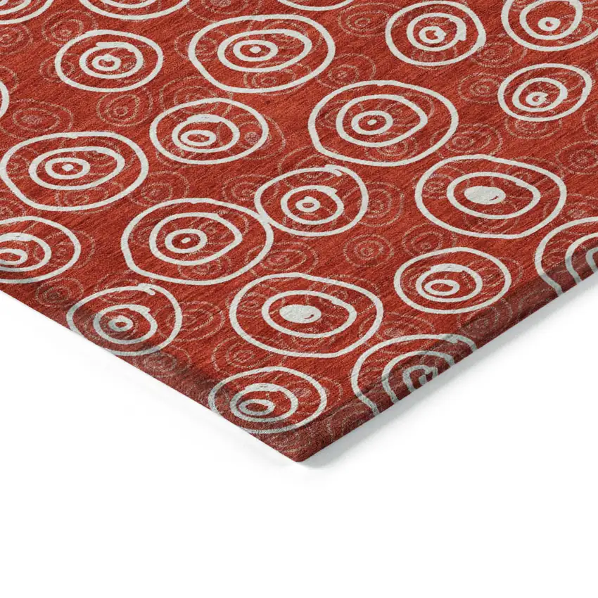 Red And Ivory Geometric Washable Indoor Outdoor Area Rug Photo 4