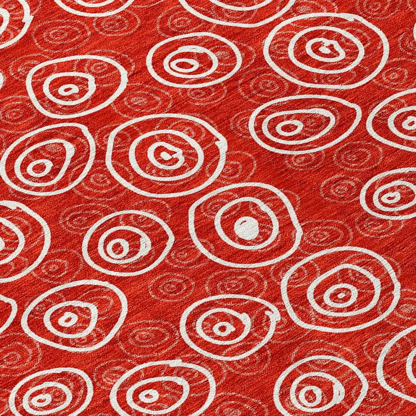 Red And Ivory Geometric Washable Indoor Outdoor Area Rug Photo 8