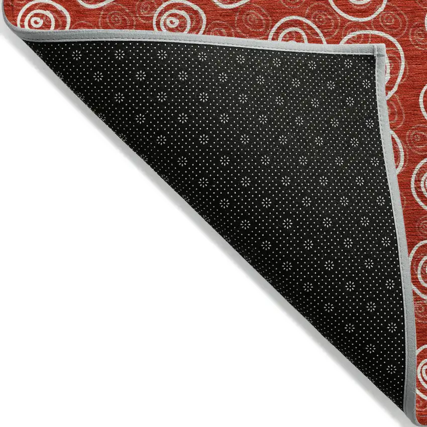 Red And Ivory Geometric Washable Indoor Outdoor Area Rug Photo 3
