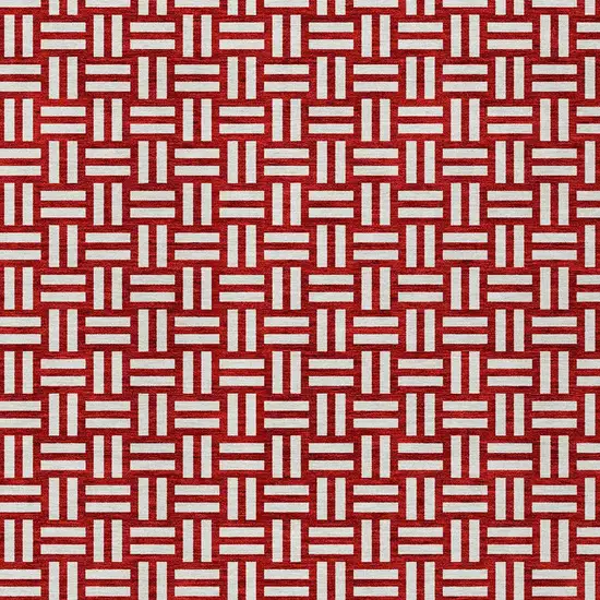 Red And Ivory Geometric Washable Indoor Outdoor Area Rug Photo 7