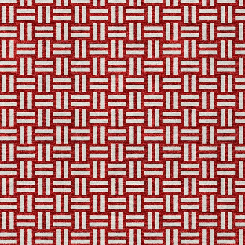 Red And Ivory Geometric Washable Indoor Outdoor Area Rug Photo 7