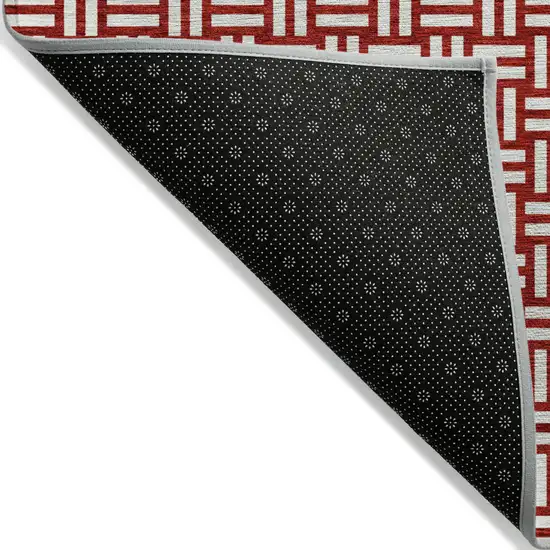 Red And Ivory Geometric Washable Indoor Outdoor Area Rug Photo 4