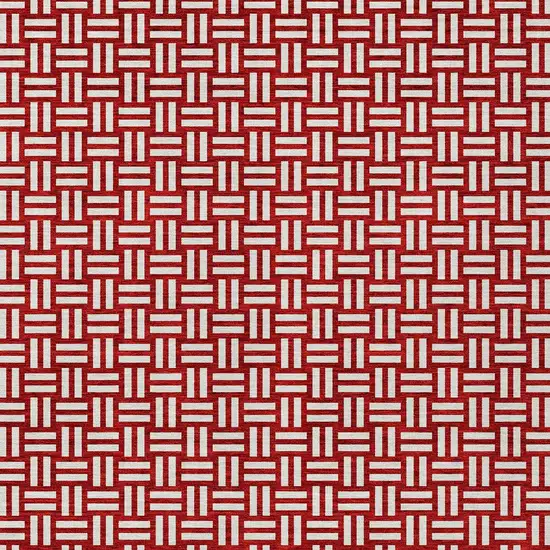 Red And Ivory Geometric Washable Indoor Outdoor Area Rug Photo 8