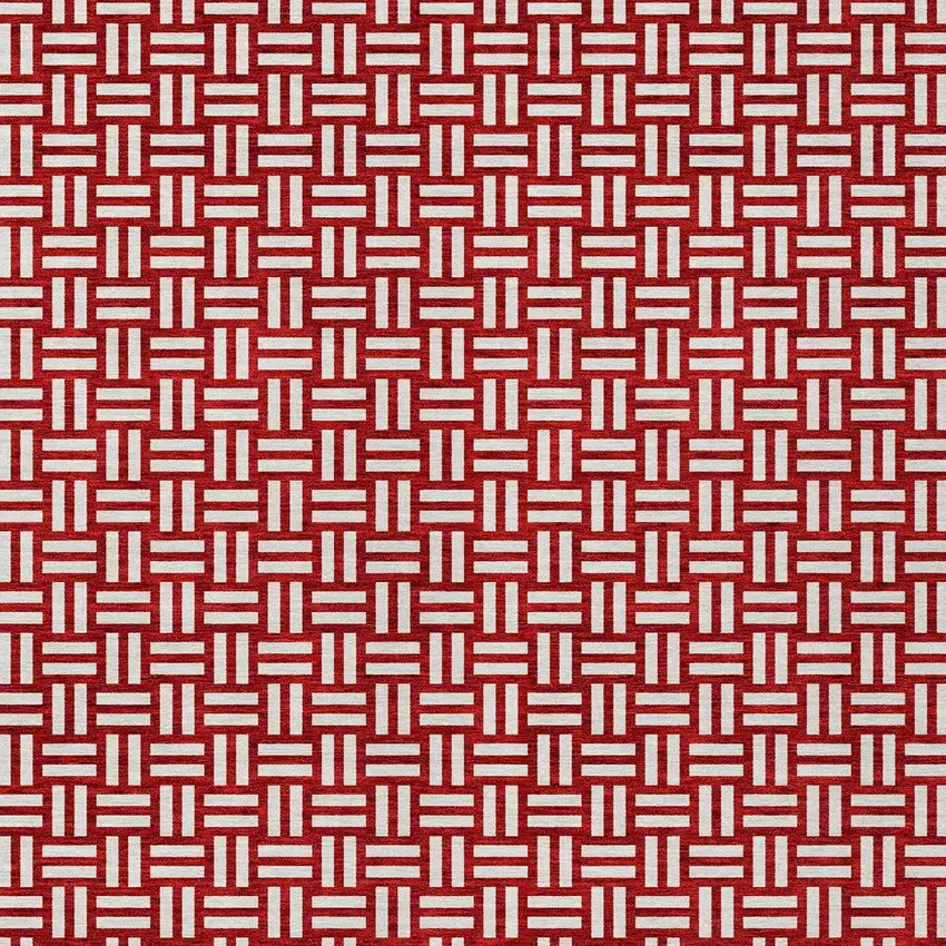 Red And Ivory Geometric Washable Indoor Outdoor Area Rug Photo 8