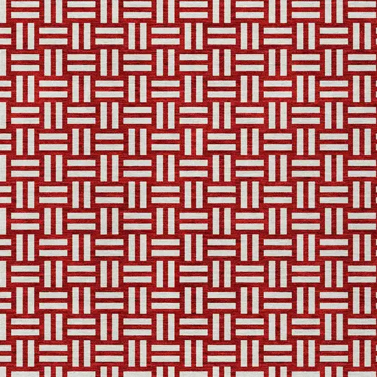 Red And Ivory Geometric Washable Indoor Outdoor Area Rug Photo 7