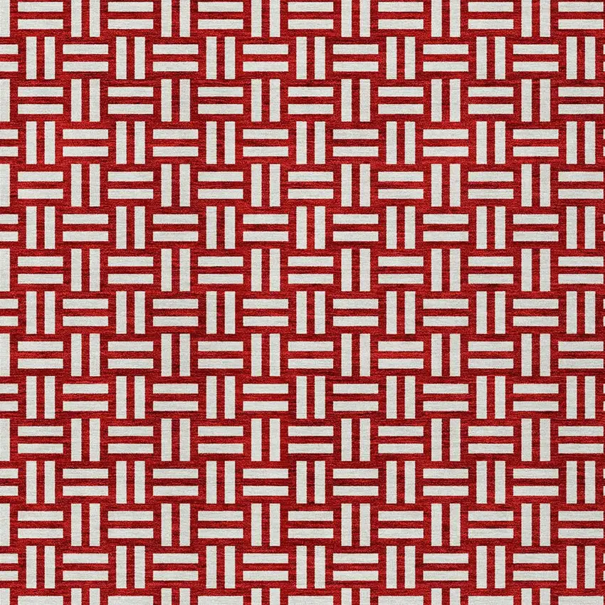 Red And Ivory Geometric Washable Indoor Outdoor Area Rug Photo 7