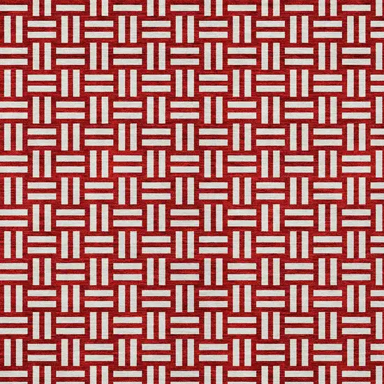 Red And Ivory Geometric Washable Indoor Outdoor Area Rug Photo 7