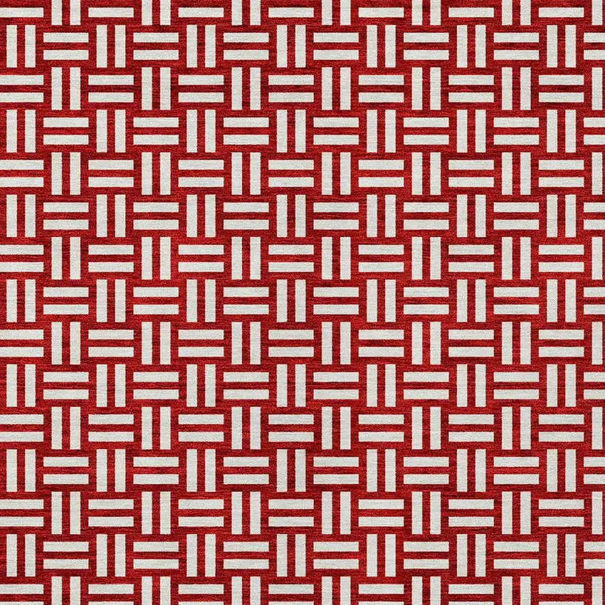Red And Ivory Geometric Washable Indoor Outdoor Area Rug Photo 7
