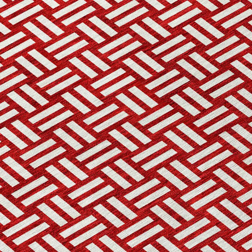 Red And Ivory Geometric Washable Indoor Outdoor Area Rug Photo 6