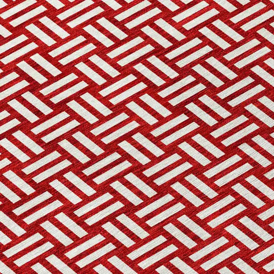Red And Ivory Geometric Washable Indoor Outdoor Area Rug Photo 6