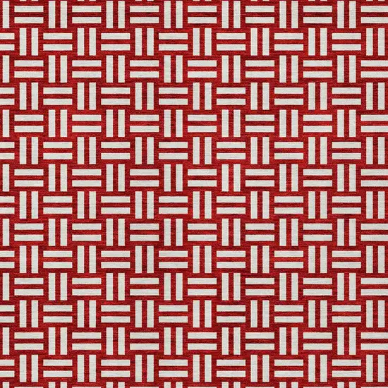 Red And Ivory Geometric Washable Indoor Outdoor Area Rug Photo 7