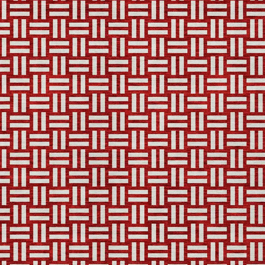 Red And Ivory Geometric Washable Indoor Outdoor Area Rug Photo 7