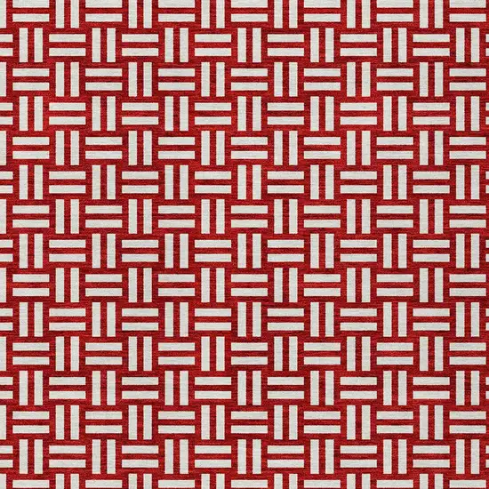 Red And Ivory Geometric Washable Indoor Outdoor Area Rug Photo 7