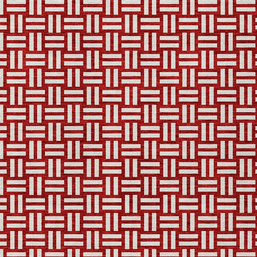 Red And Ivory Geometric Washable Indoor Outdoor Area Rug Photo 7