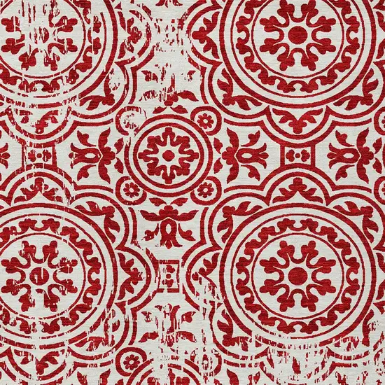 Red And Ivory Medallion Washable Indoor Outdoor Area Rug Photo 5