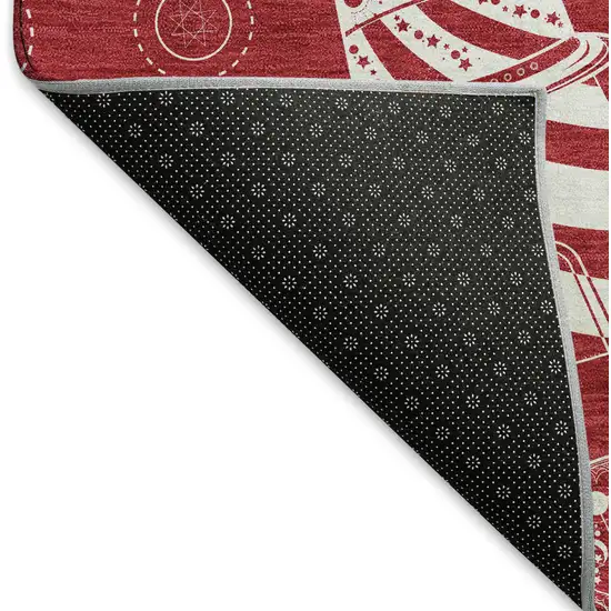 Red And Ivory Nautical Washable Area Rug With UV Protection Photo 8