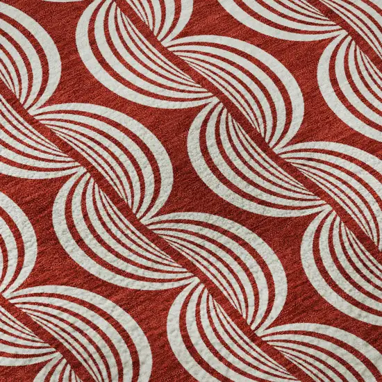 Red And Ivory Ogee Washable Area Rug With UV Protection Photo 9