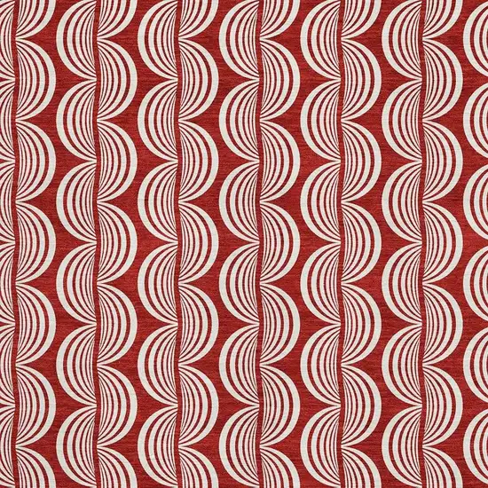 Red And Ivory Ogee Washable Area Rug With UV Protection Photo 2