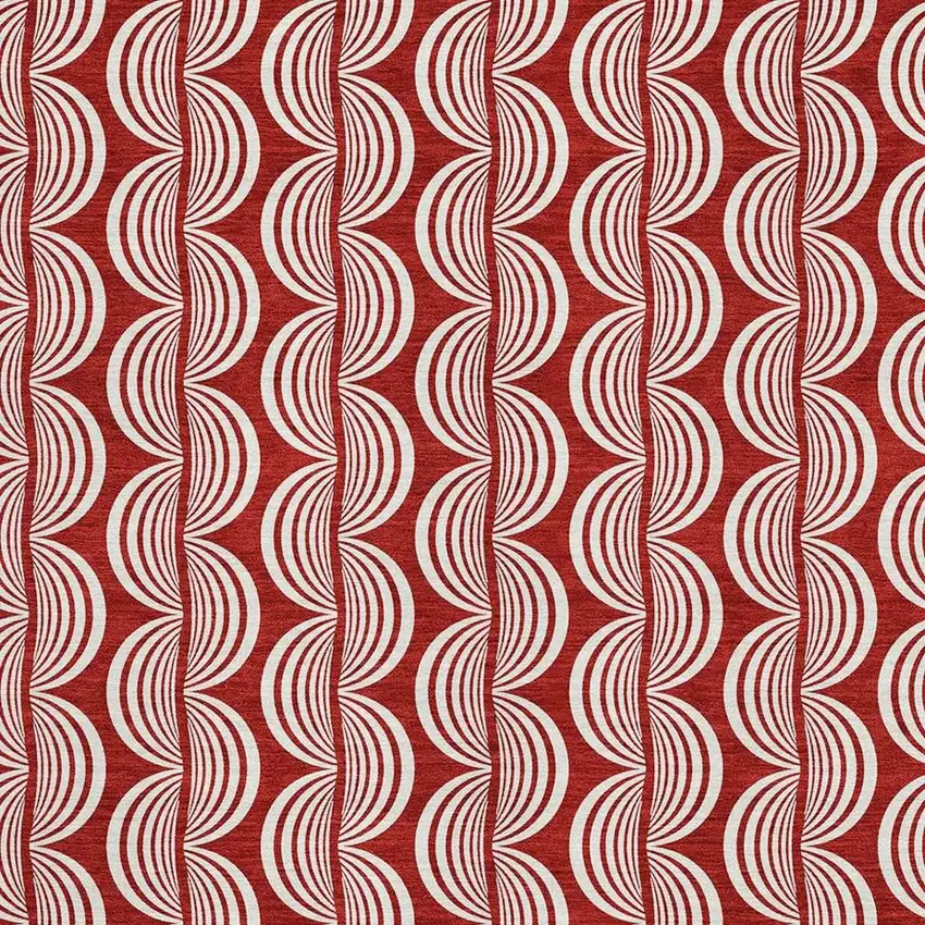 Red And Ivory Ogee Washable Area Rug With UV Protection Photo 2