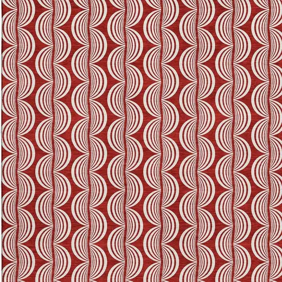 Red And Ivory Ogee Washable Area Rug With UV Protection Photo 4