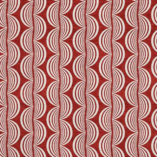 Red And Ivory Ogee Washable Area Rug With UV Protection Photo 2