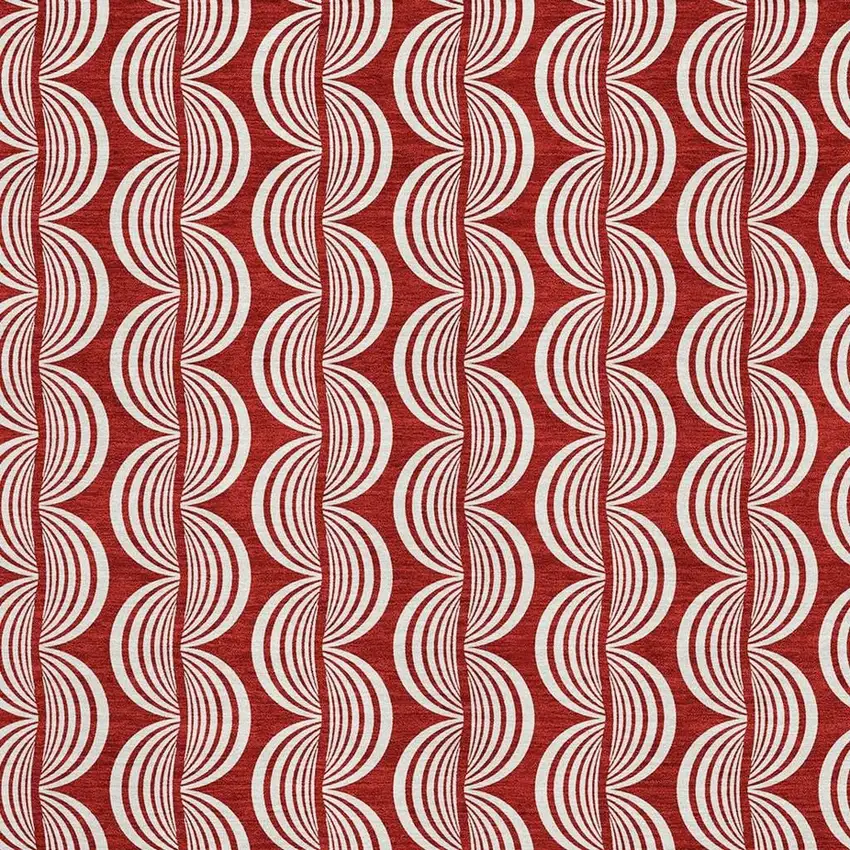 Red And Ivory Ogee Washable Area Rug With UV Protection Photo 2