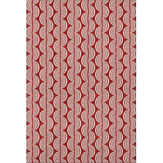 Red And Ivory Ogee Washable Area Rug With UV Protection Photo 3
