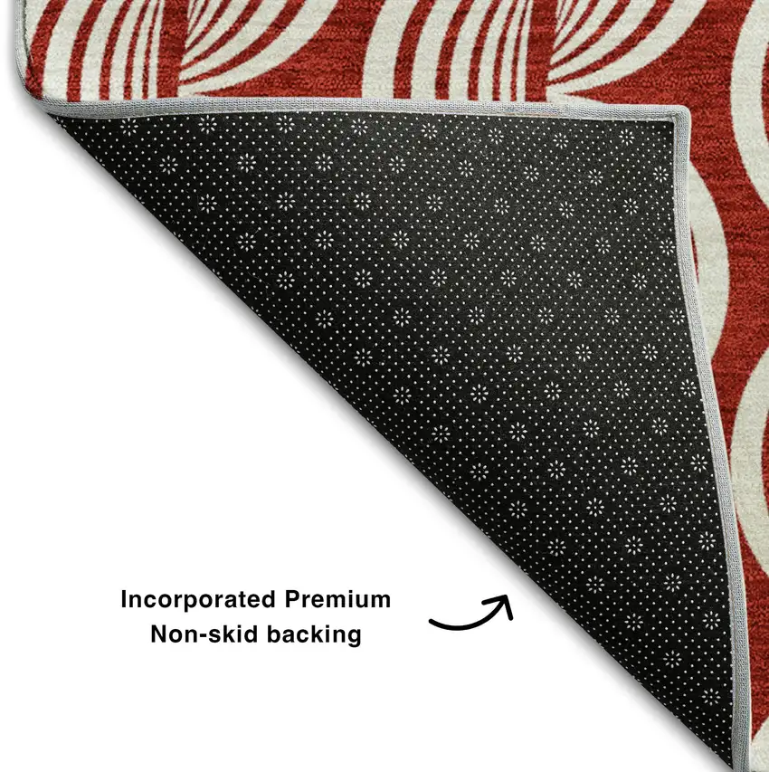 Red And Ivory Ogee Washable Area Rug With UV Protection Photo 6