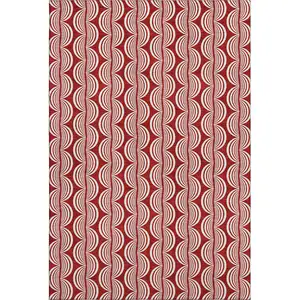 Photo of Red And Ivory Ogee Washable Area Rug With UV Protection