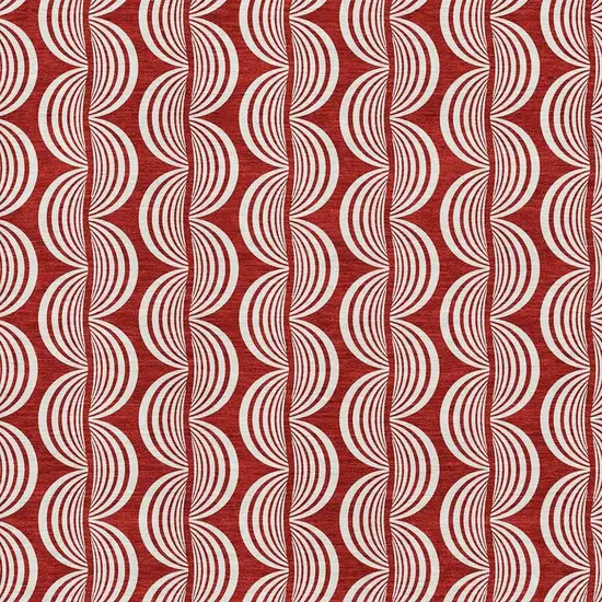 Red And Ivory Ogee Washable Area Rug With UV Protection Photo 2
