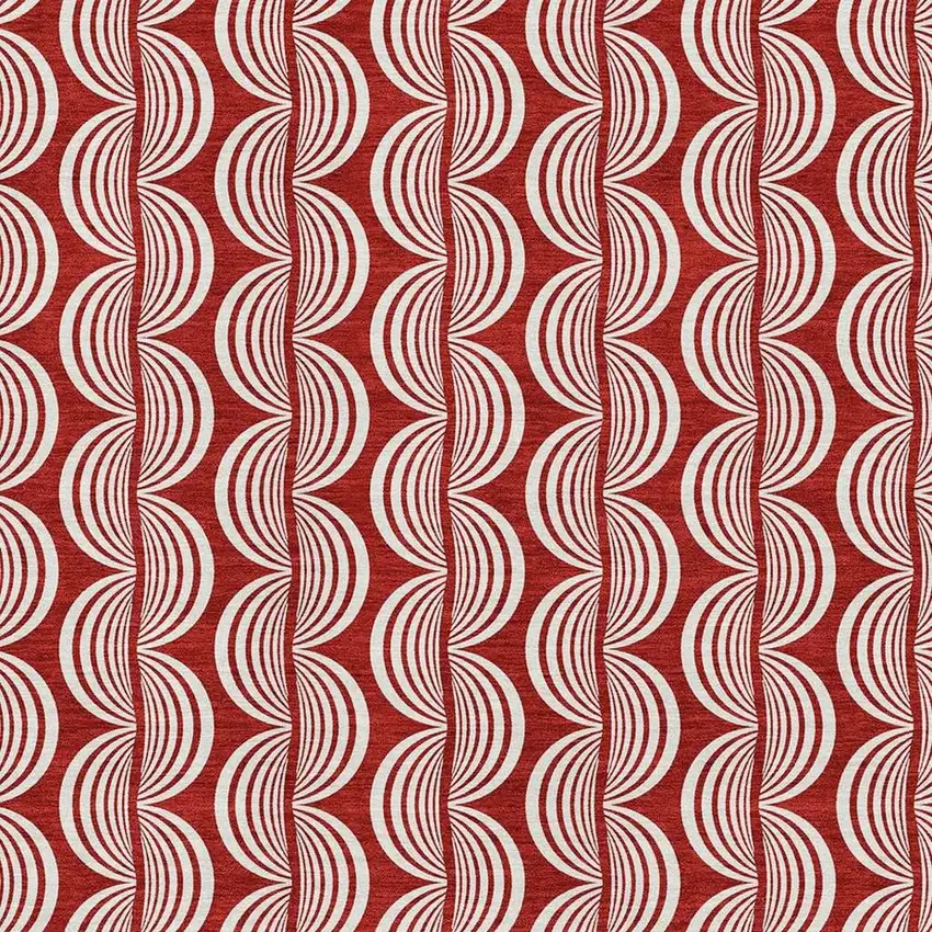 Red And Ivory Ogee Washable Area Rug With UV Protection Photo 2