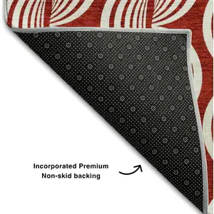 Photo of Red And Ivory Ogee Washable Area Rug With UV Protection