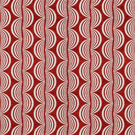 Red And Ivory Ogee Washable Indoor Outdoor Area Rug Photo 5