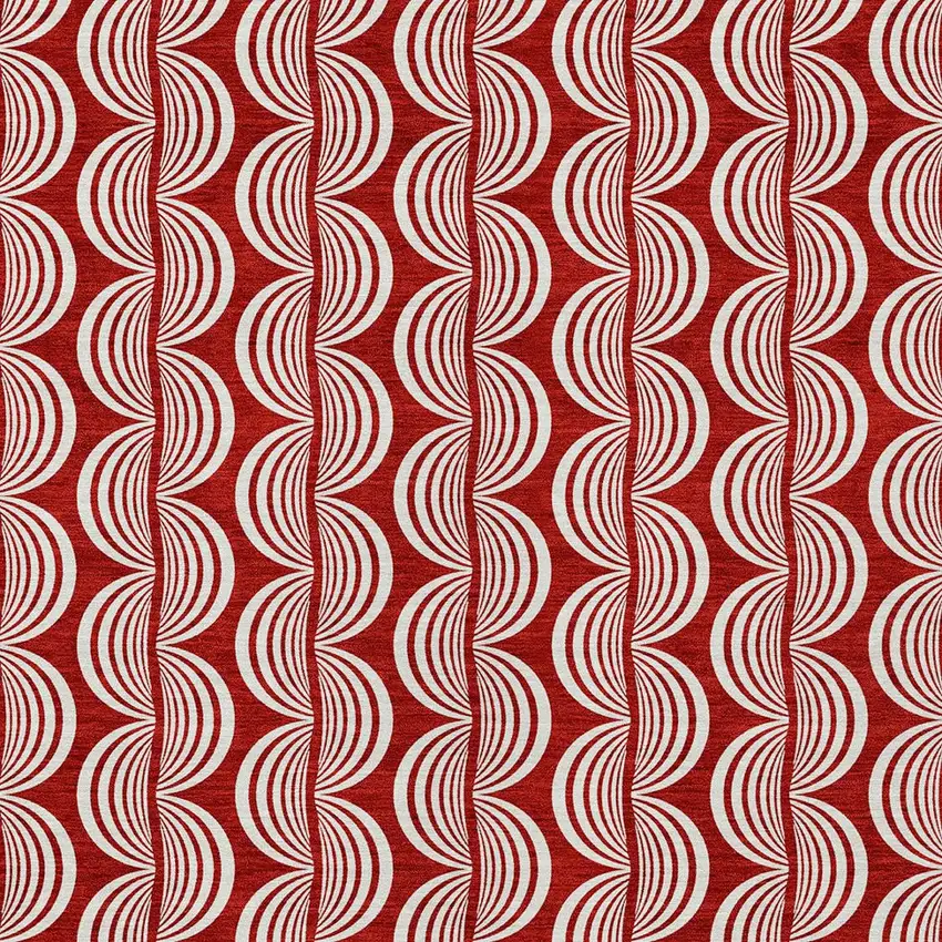 Red And Ivory Ogee Washable Indoor Outdoor Area Rug Photo 5
