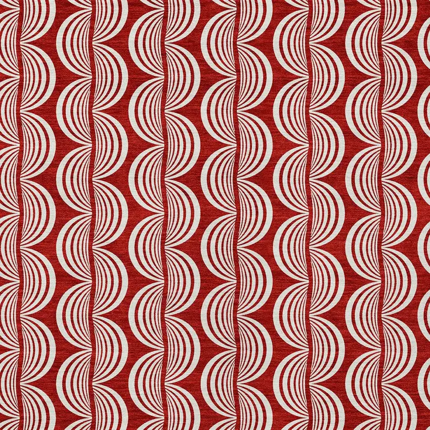 Red And Ivory Ogee Washable Indoor Outdoor Area Rug Photo 5
