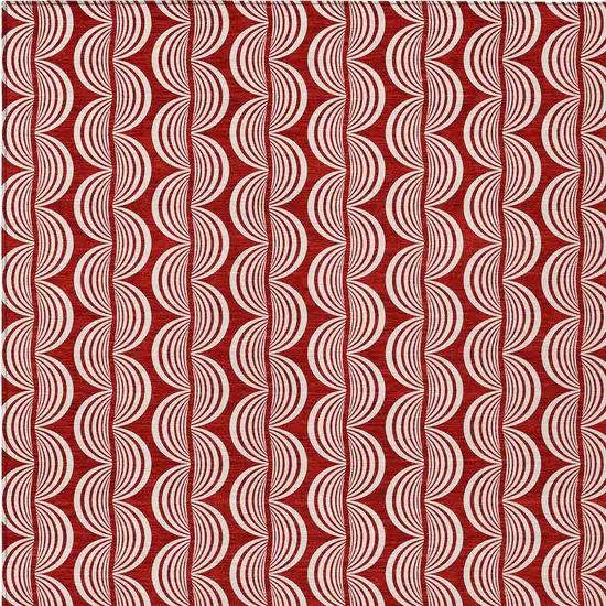 Red And Ivory Ogee Washable Indoor Outdoor Area Rug Photo 5