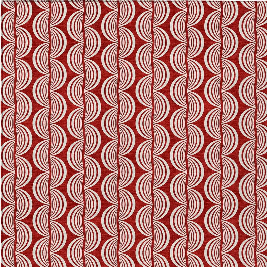 Red And Ivory Ogee Washable Indoor Outdoor Area Rug Photo 5