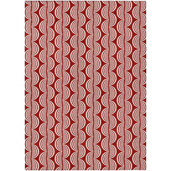 Red And Ivory Ogee Washable Indoor Outdoor Area Rug Photo 2