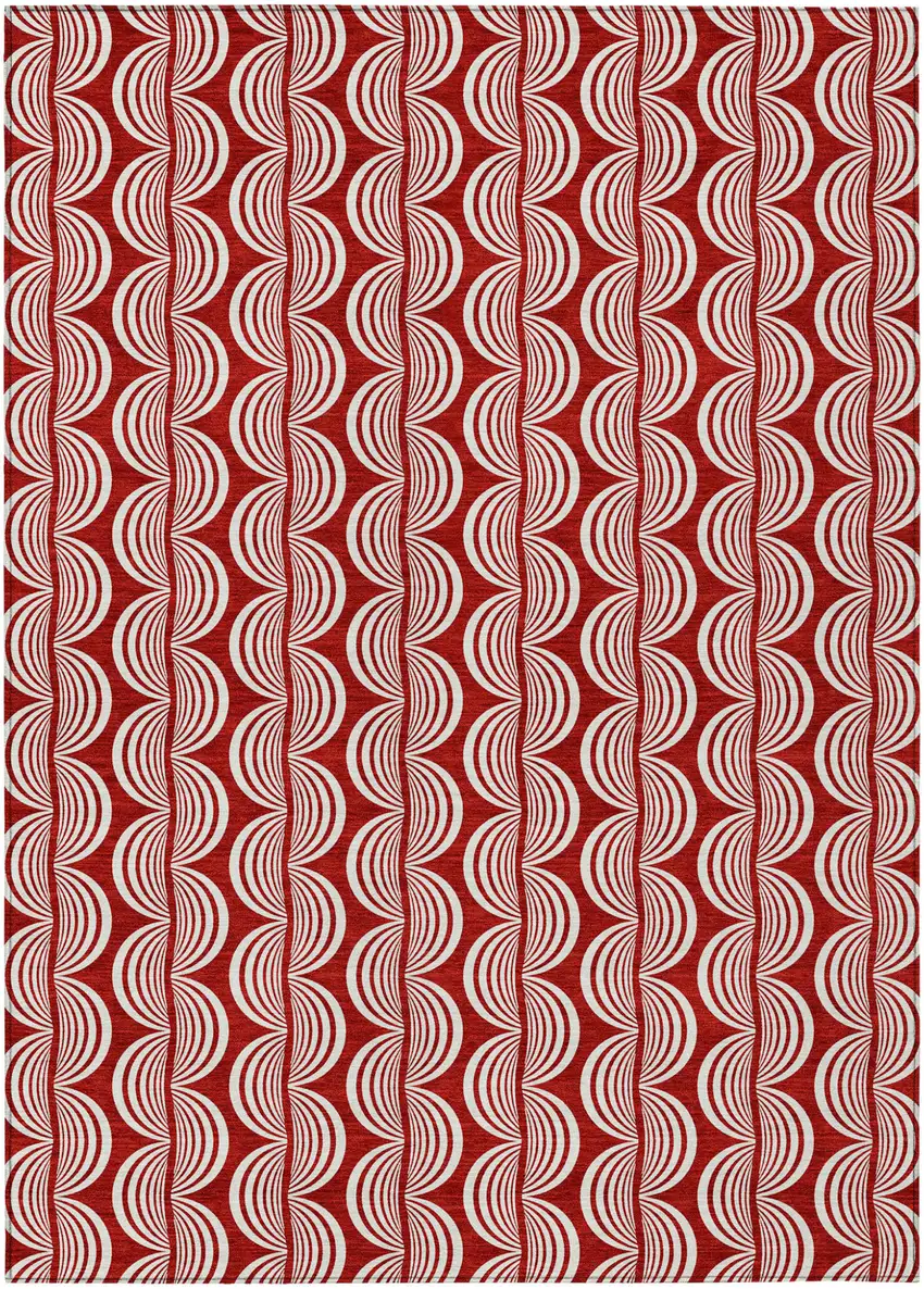 Red And Ivory Ogee Washable Indoor Outdoor Area Rug Photo 2