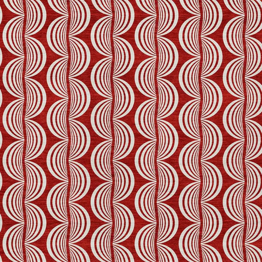 Red And Ivory Ogee Washable Indoor Outdoor Area Rug Photo 5