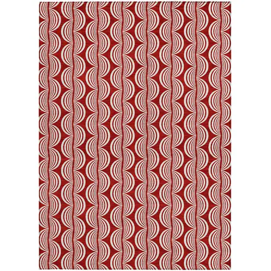 Red And Ivory Ogee Washable Indoor Outdoor Area Rug Photo 6