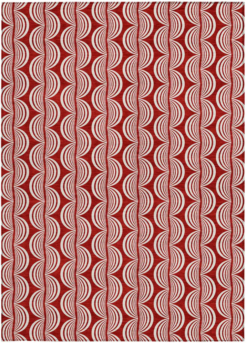 Red And Ivory Ogee Washable Indoor Outdoor Area Rug Photo 6
