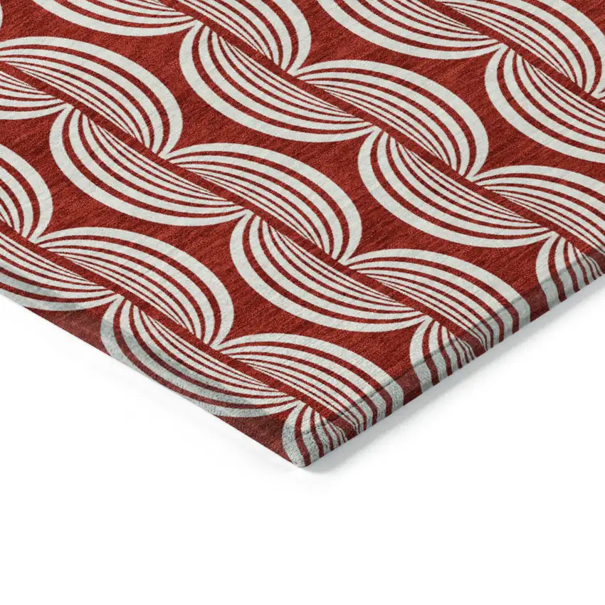 Red And Ivory Ogee Washable Indoor Outdoor Area Rug Photo 4