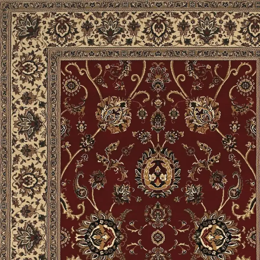 Red And Ivory Oriental Area Rug Photo 4