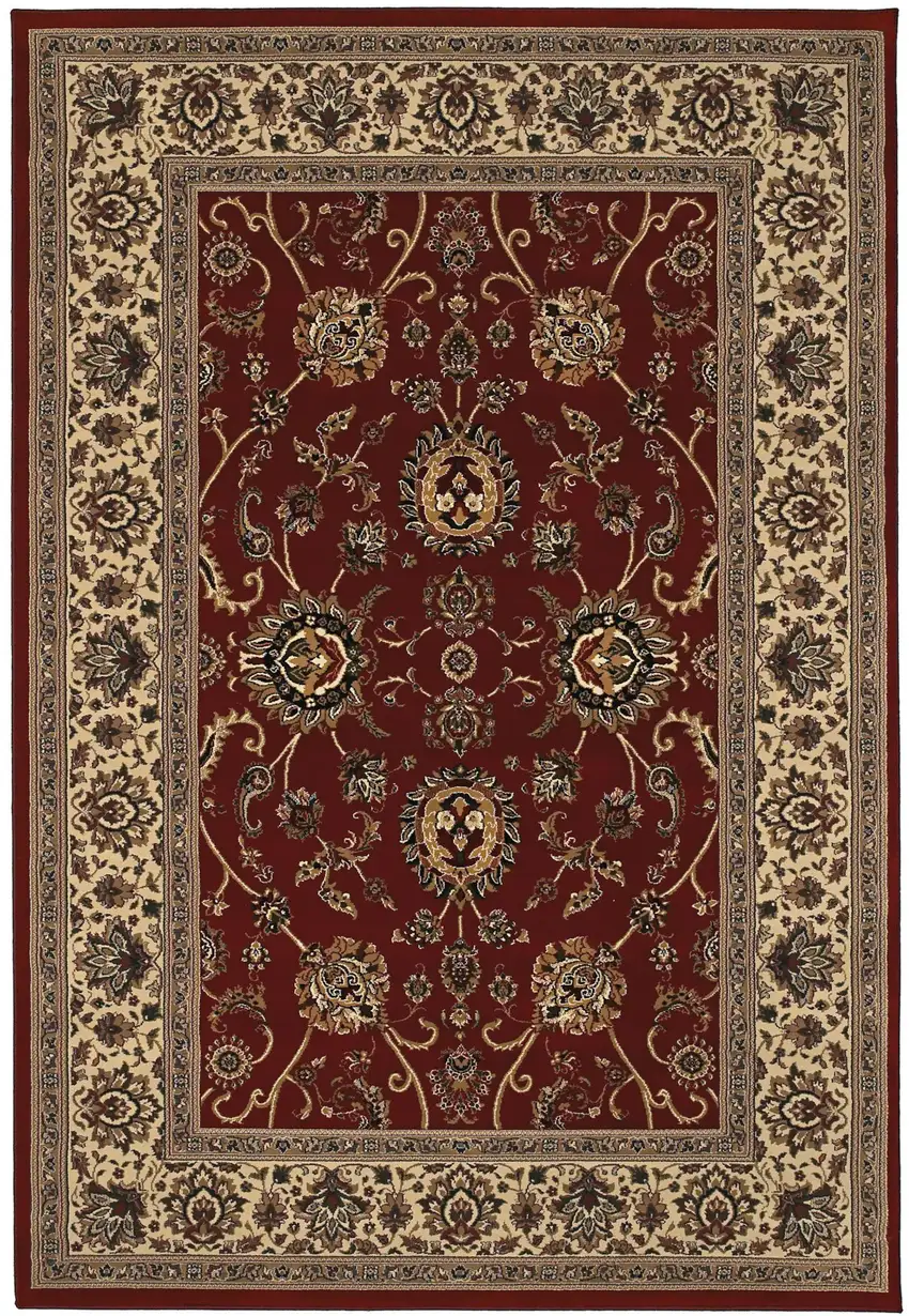 Red And Ivory Oriental Area Rug Photo 2