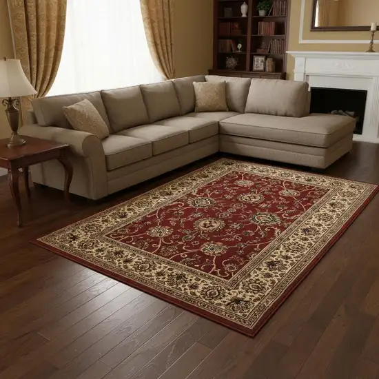 Red And Ivory Oriental Area Rug Photo 1